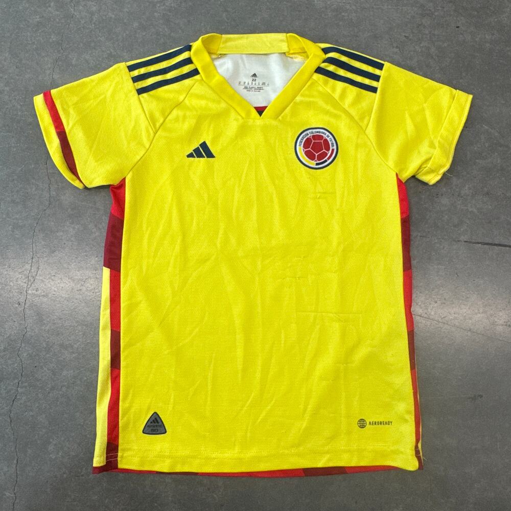 Vintage Y2k Adidas Colombia Home Soccer Futbol Jersey Yellow Youth Small 22